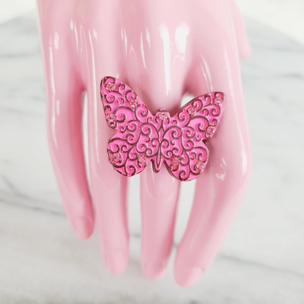 Pink Butterfly Stretch Ring